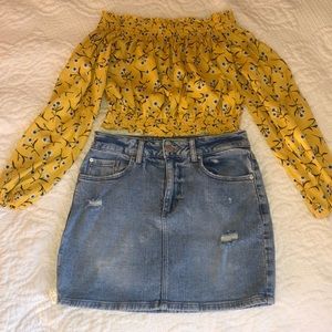 Light Wash Denim Mini Skirt